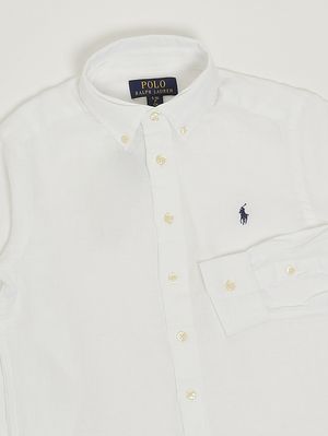 3. Camicia bambino Oxford in lino Bianco