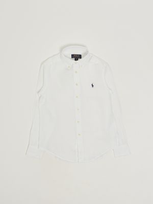 1. Camicia bambino Oxford in lino Bianco
