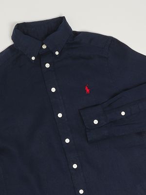 3. Camisa de niño Oxford de lino Azul marino