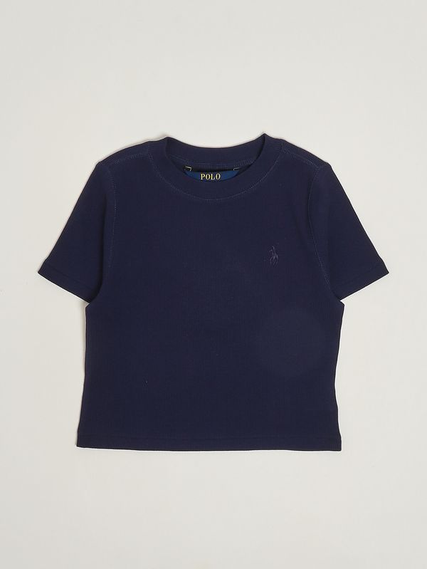 T-shirt bambina in tessuto stretch Navy Polo Ralph Lauren