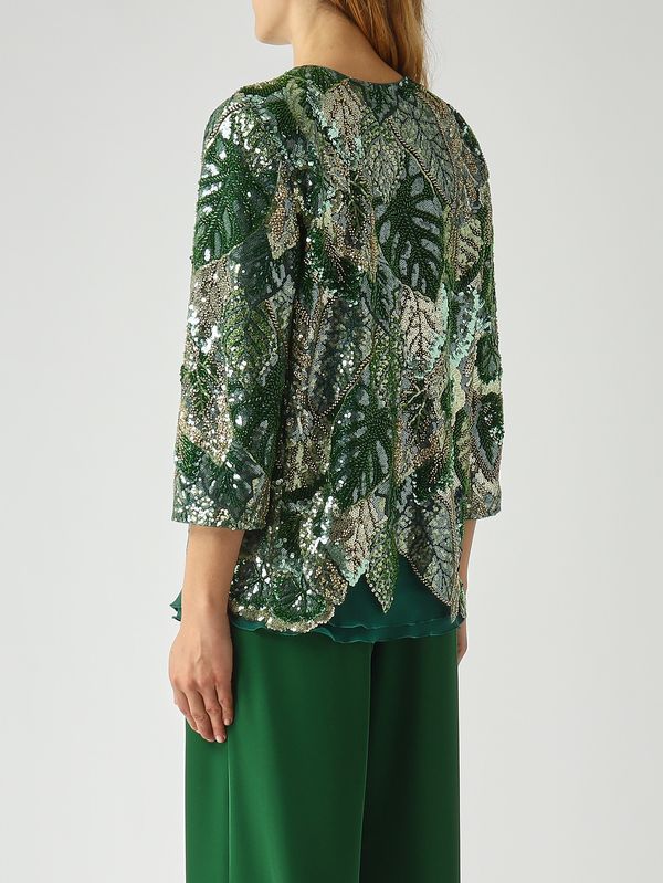 4. Chaqueta de mujer de encaje bordado Verde Gianni Molaro j2629