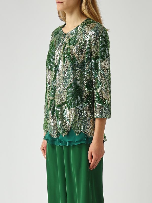 3. Chaqueta de mujer de encaje bordado Verde Gianni Molaro j2629