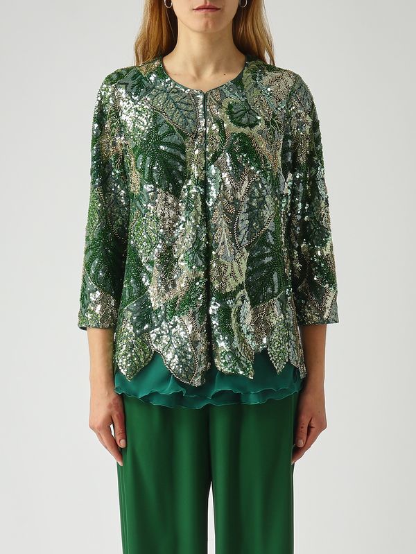 Giacca donna in pizzo ricamato Verde Gianni Molaro