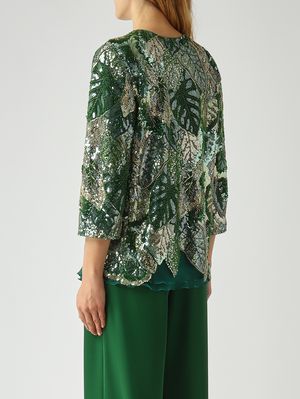 4. Chaqueta de mujer de encaje bordado Verde