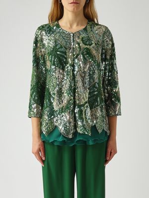 1. Chaqueta de mujer de encaje bordado Verde