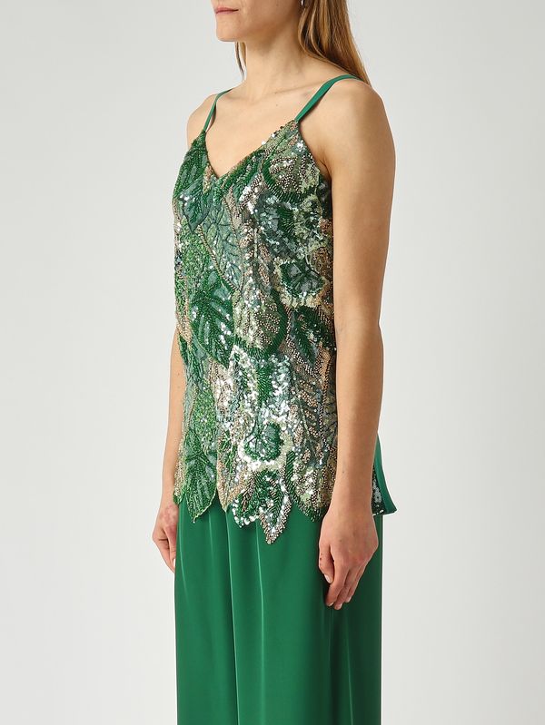 3. Top donna in pizzo e georgette Verde Gianni Molaro t2639