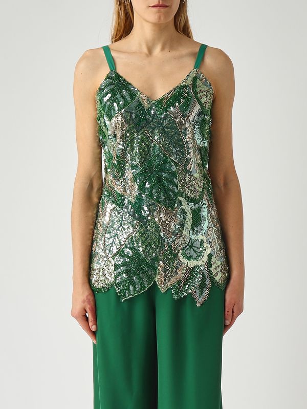 1. Top donna in pizzo e georgette Verde Gianni Molaro t2639