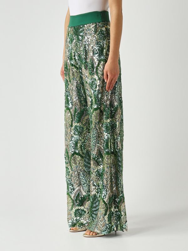 3. Women's embroidered lace trousers Green Gianni Molaro p2645