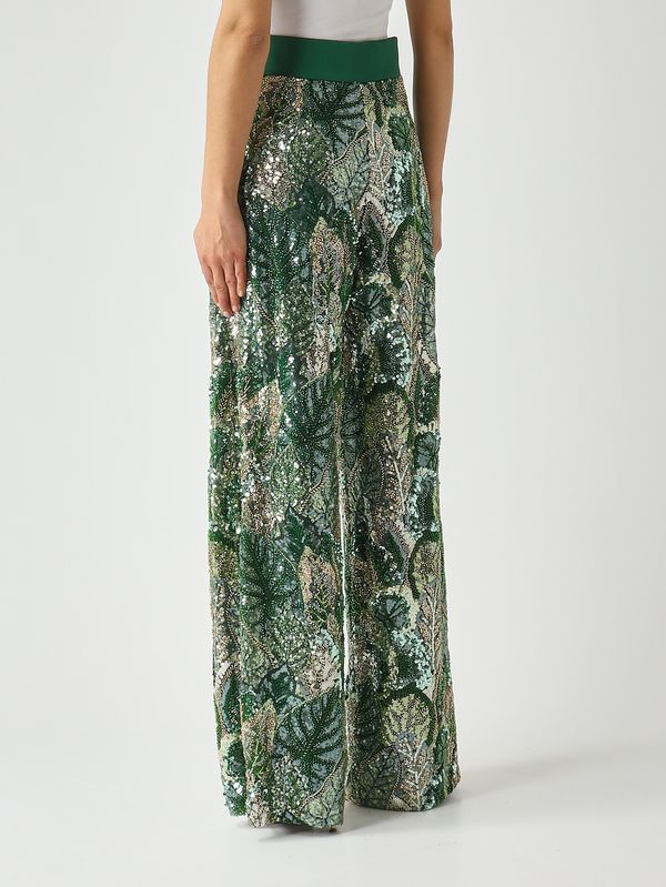 4. Women's embroidered lace trousers Green Gianni Molaro p2645