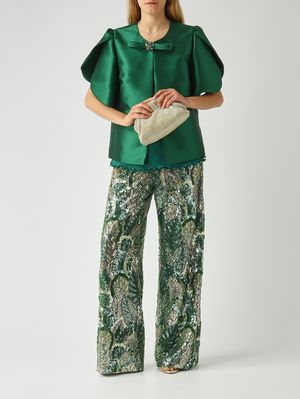 2. Women's embroidered lace trousers Green