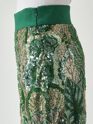 5. Women's embroidered lace trousers Green