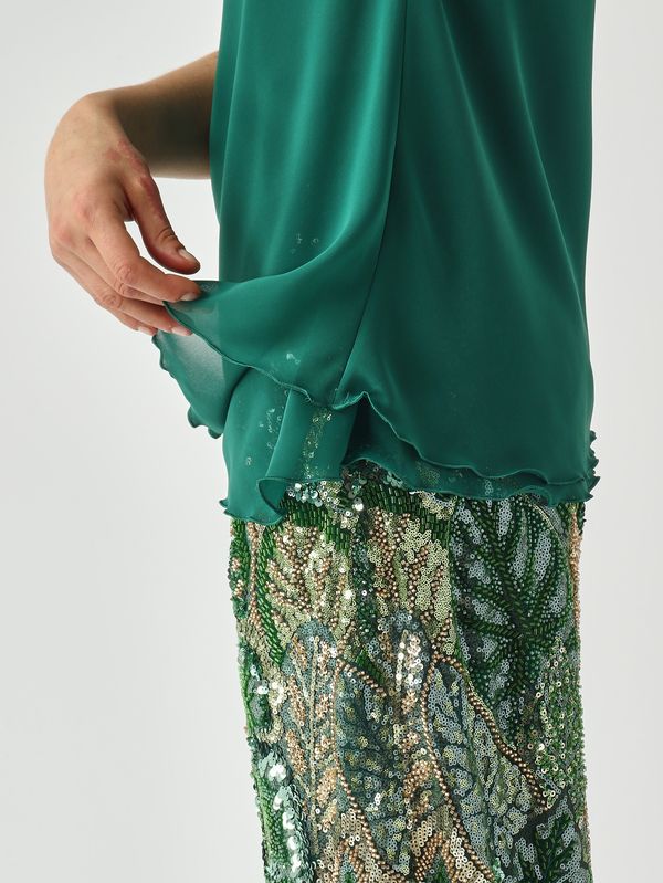 5. Top donna in tessuto effetto chiffon Verde Gianni Molaro t2631