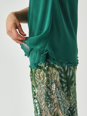 5. Top donna in tessuto effetto chiffon Verde