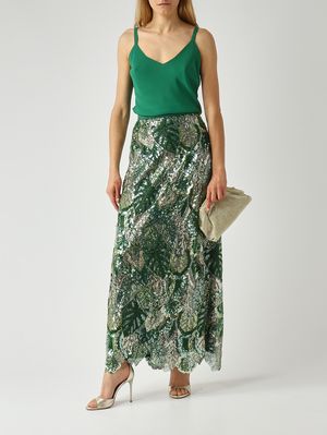 2. Jupe en dentelle brodée pour femme Vert