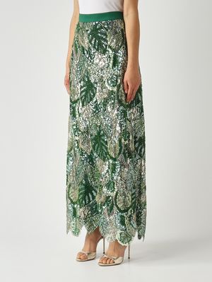 3. Jupe en dentelle brodée pour femme Vert