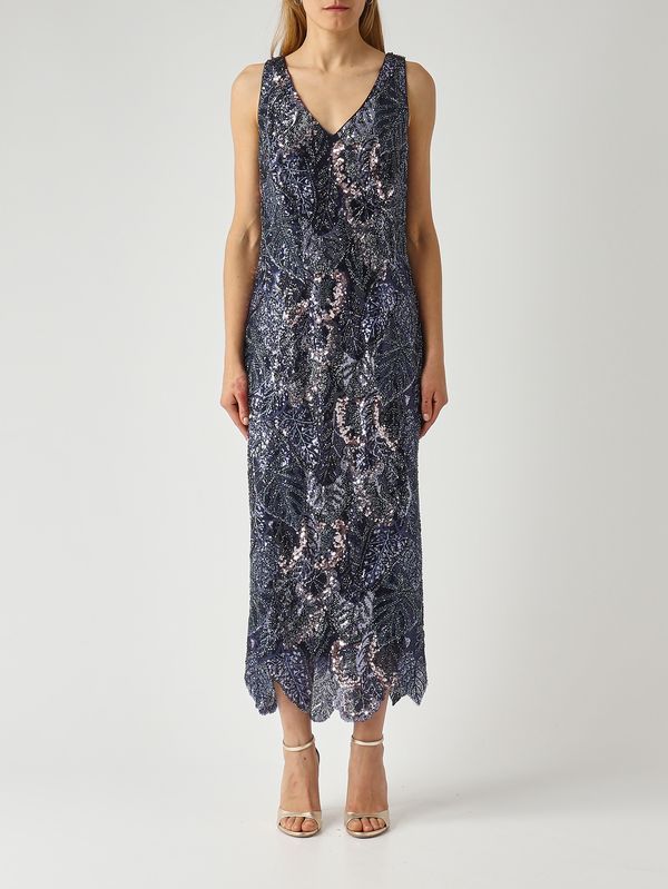 1. Robe en dentelle brodée pour femme Bleu Gianni Molaro a2626
