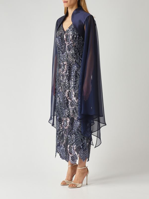 3. Women's bolero in mikado-effect fabric Blue Gianni Molaro bl258326