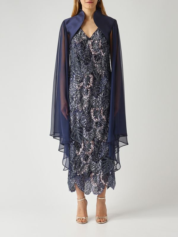1. Women's bolero in mikado-effect fabric Blue Gianni Molaro bl258326