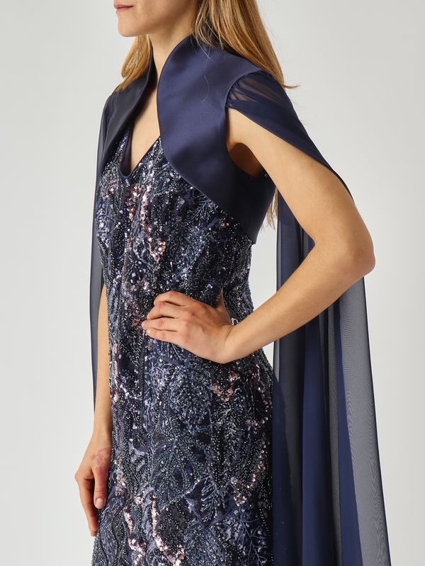 5. Women's bolero in mikado-effect fabric Blue Gianni Molaro bl258326