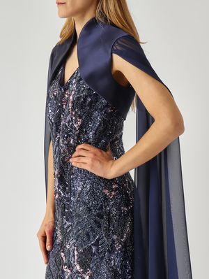 5. Women's bolero in mikado-effect fabric Blue