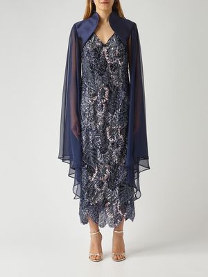 1. Women's bolero in mikado-effect fabric Blue