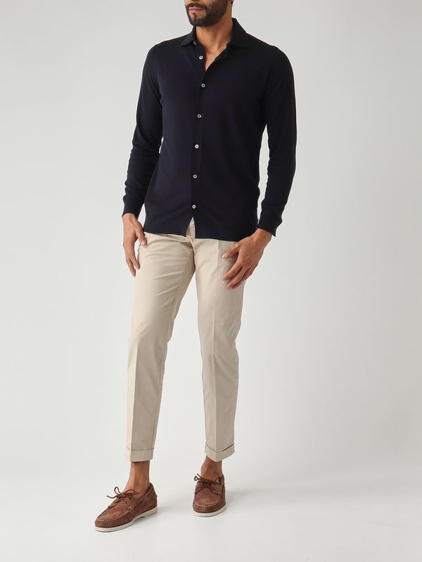 2. Camicia uomo in crêpe di cotone Navy Filippo de Laurentiis ca0mlbcr14r