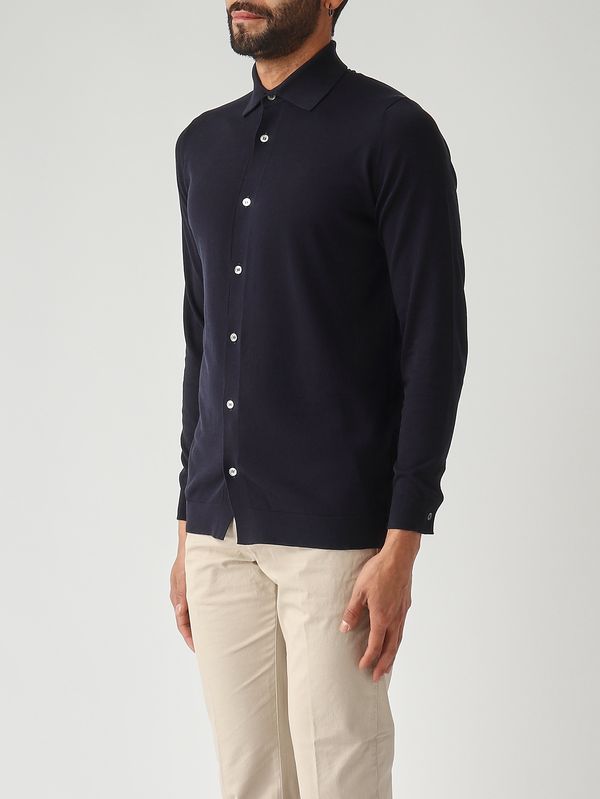 3. Camicia uomo in crêpe di cotone Navy Filippo de Laurentiis ca0mlbcr14r
