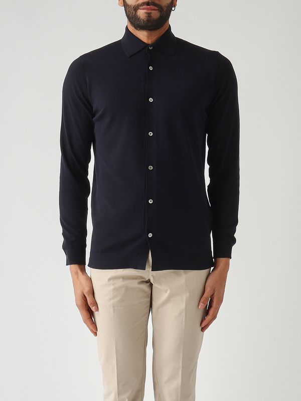 Camicia uomo in crêpe di cotone Navy Filippo de Laurentiis