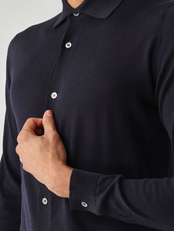 5. Camicia uomo in crêpe di cotone Navy Filippo de Laurentiis ca0mlbcr14r