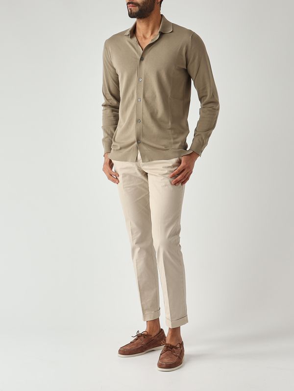 2. Camisa de hombre de crepé de algodón Vetiver Filippo de Laurentiis ca0mlbcr14r