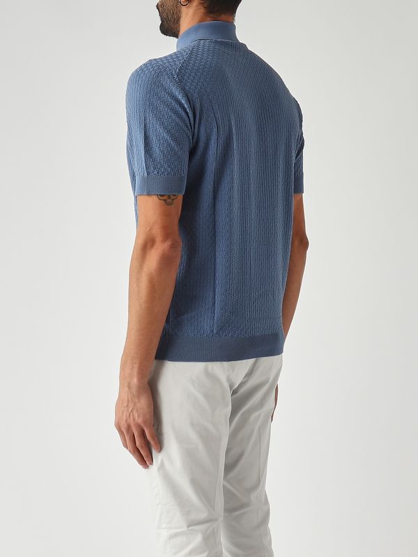Filippo de Laurentiis Men's crêpe cotton polo shirt - Avio Filippo de Laurentiis Men's crêpe cotton polo shirt - Avio