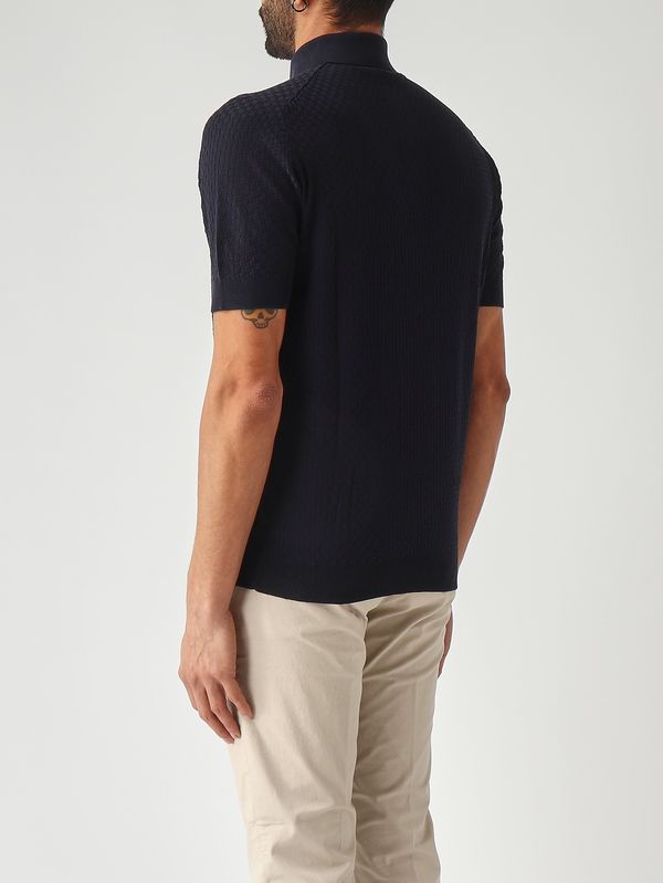4. Polo de hombre en crepé de algodón Azul marino Filippo de Laurentiis pl1mccr14q