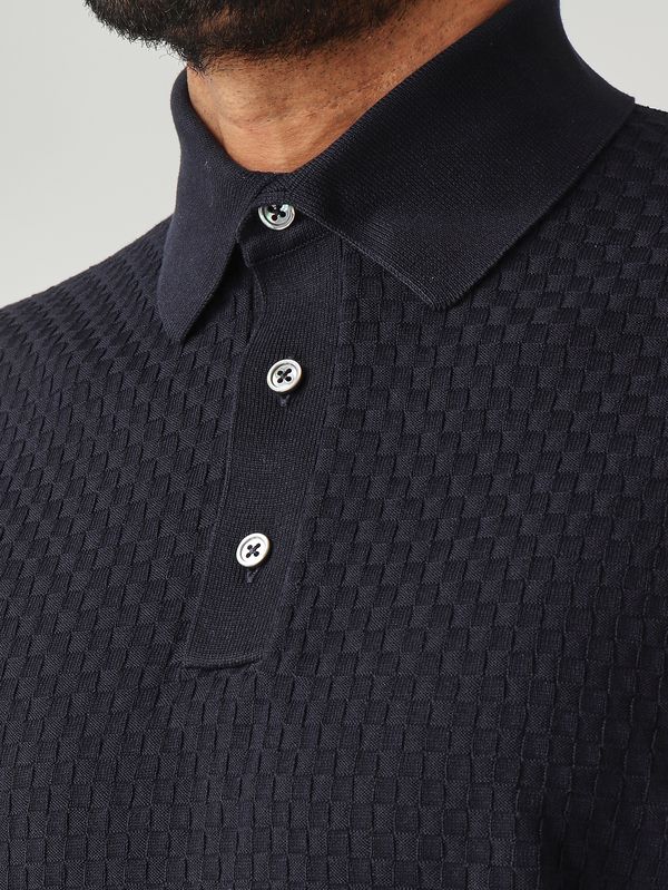 5. Polo de hombre en crepé de algodón Azul marino Filippo de Laurentiis pl1mccr14q