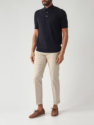 2. Polo de hombre en crepé de algodón Azul marino