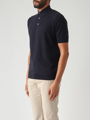 3. Polo de hombre en crepé de algodón Azul marino