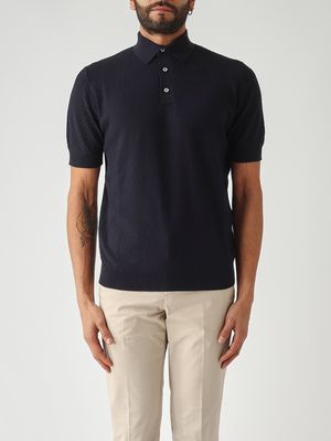 1. Polo de hombre en crepé de algodón Azul marino