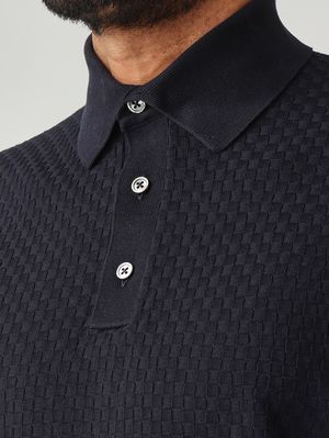 5. Polo de hombre en crepé de algodón Azul marino