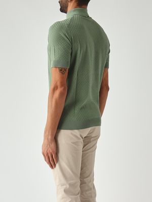 4. Polo uomo in crêpe di cotone Salvia