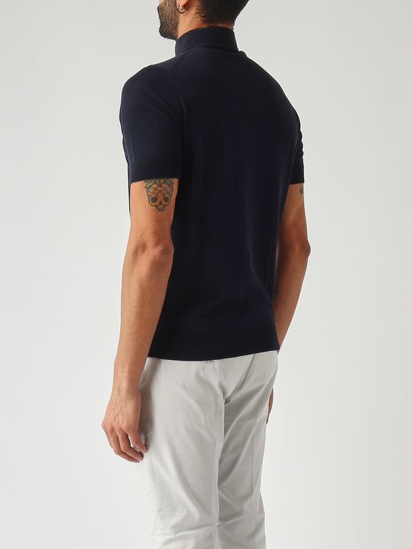 4. Polo de hombre en crepé de algodón Azul marino Filippo de Laurentiis pl1mcparcr14r