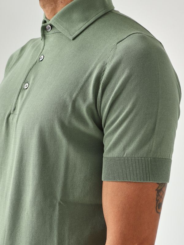 5. Men's crêpe cotton polo shirt Sage Filippo de Laurentiis pl1mcparcr14r