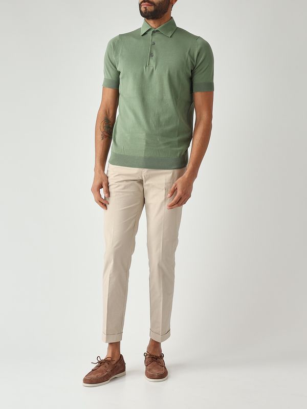 2. Men's crêpe cotton polo shirt Sage Filippo de Laurentiis pl1mcparcr14r