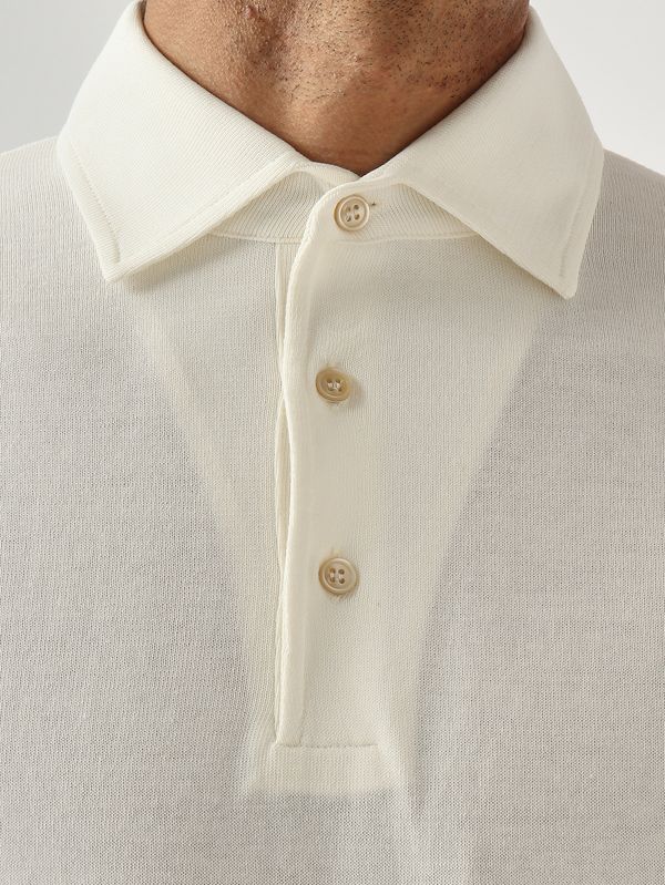 5. Men's crêpe cotton polo shirt Milk Filippo de Laurentiis pl1mcparcr14r