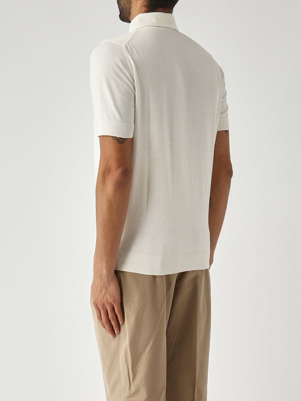 4. Men's crêpe cotton polo shirt Milk Filippo de Laurentiis pl1mcparcr14r