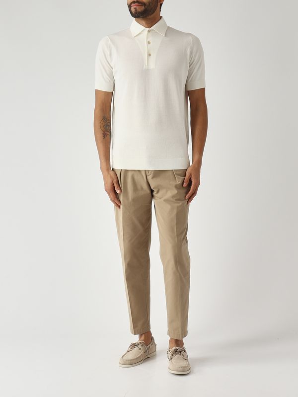 2. Men's crêpe cotton polo shirt Milk Filippo de Laurentiis pl1mcparcr14r
