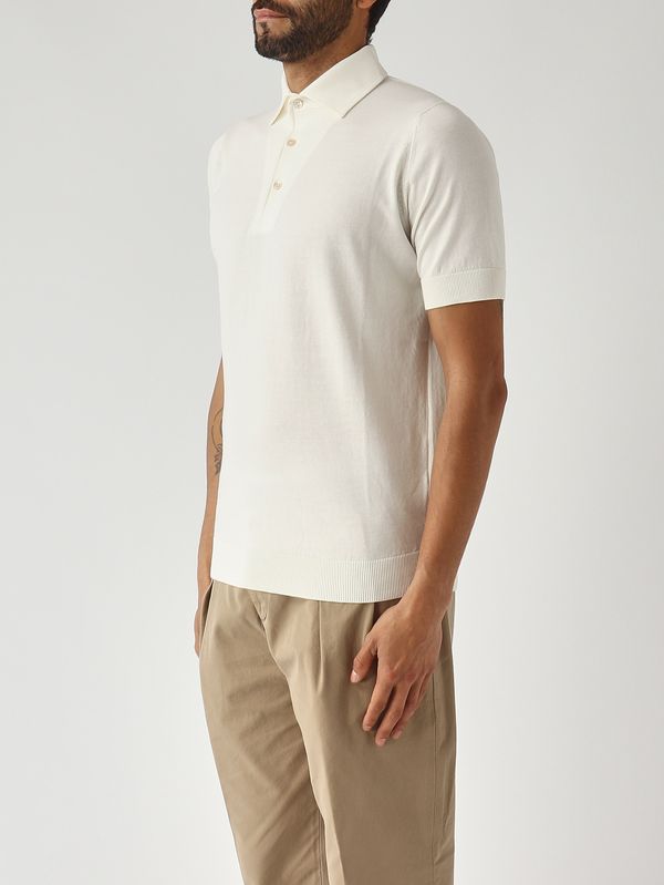 3. Men's crêpe cotton polo shirt Milk Filippo de Laurentiis pl1mcparcr14r