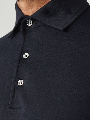 5. Polo de hombre en crepé de algodón Azul marino