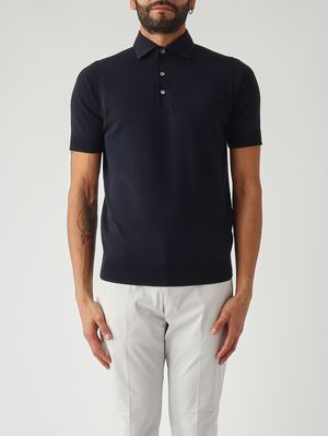 1. Polo de hombre en crepé de algodón Azul marino
