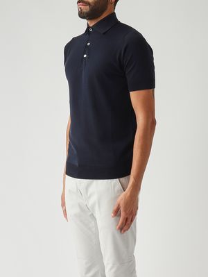 3. Polo de hombre en crepé de algodón Azul marino