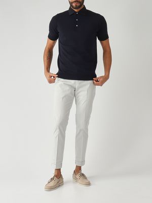 2. Polo de hombre en crepé de algodón Azul marino