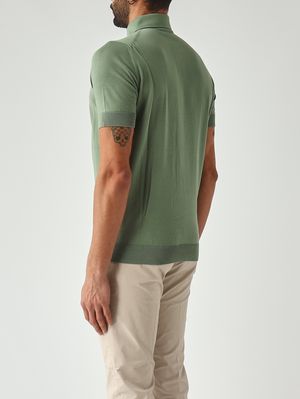 4. Men's crêpe cotton polo shirt Sage